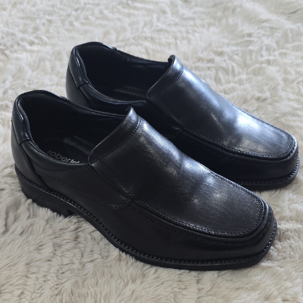 ROBERT DAVID BOYS Classic Black Slip-On Loafers